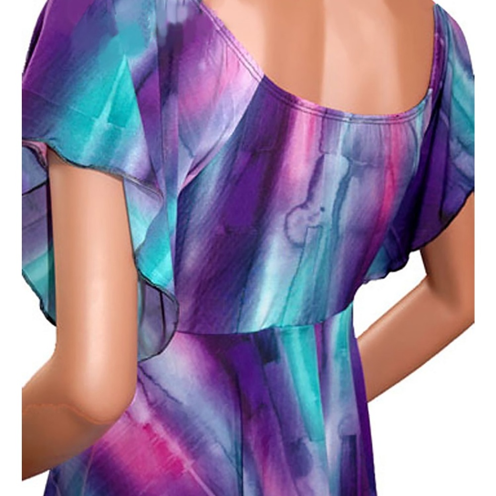 Funfash Plus Size Purple Empire Waist V Neck Top - Picture 2 of 4